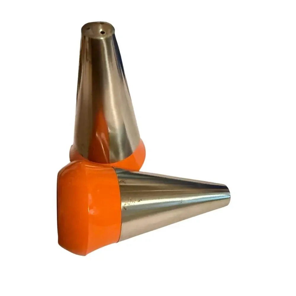 Vintage Salt and  Pepper Shaker Set Retro  MCM/ Minimalist Geometry Orange Base